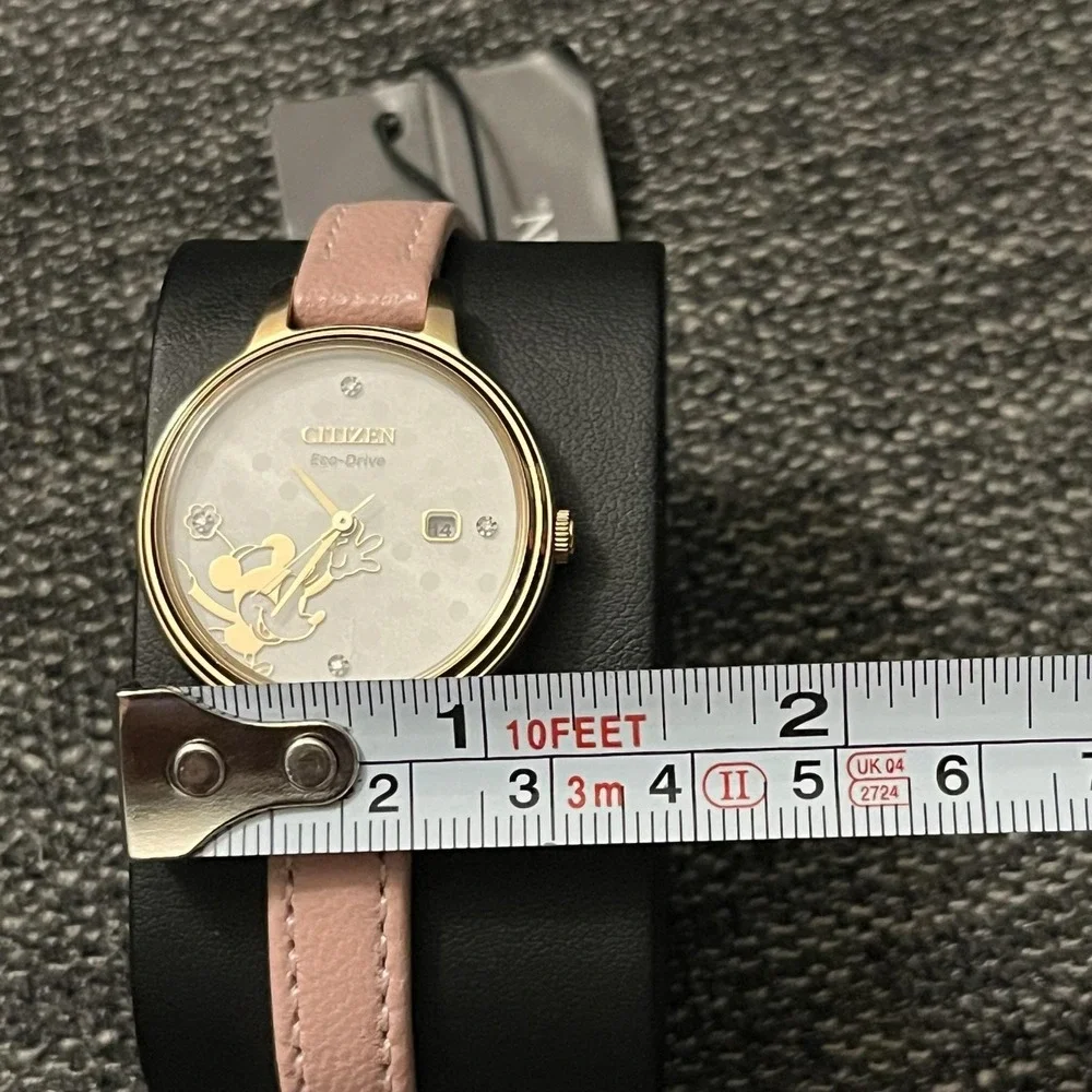 Citizen Disney Watch Womens 32mm Minnie White Dial Pink Leather Eco-Drive New - Picture 5 of 8